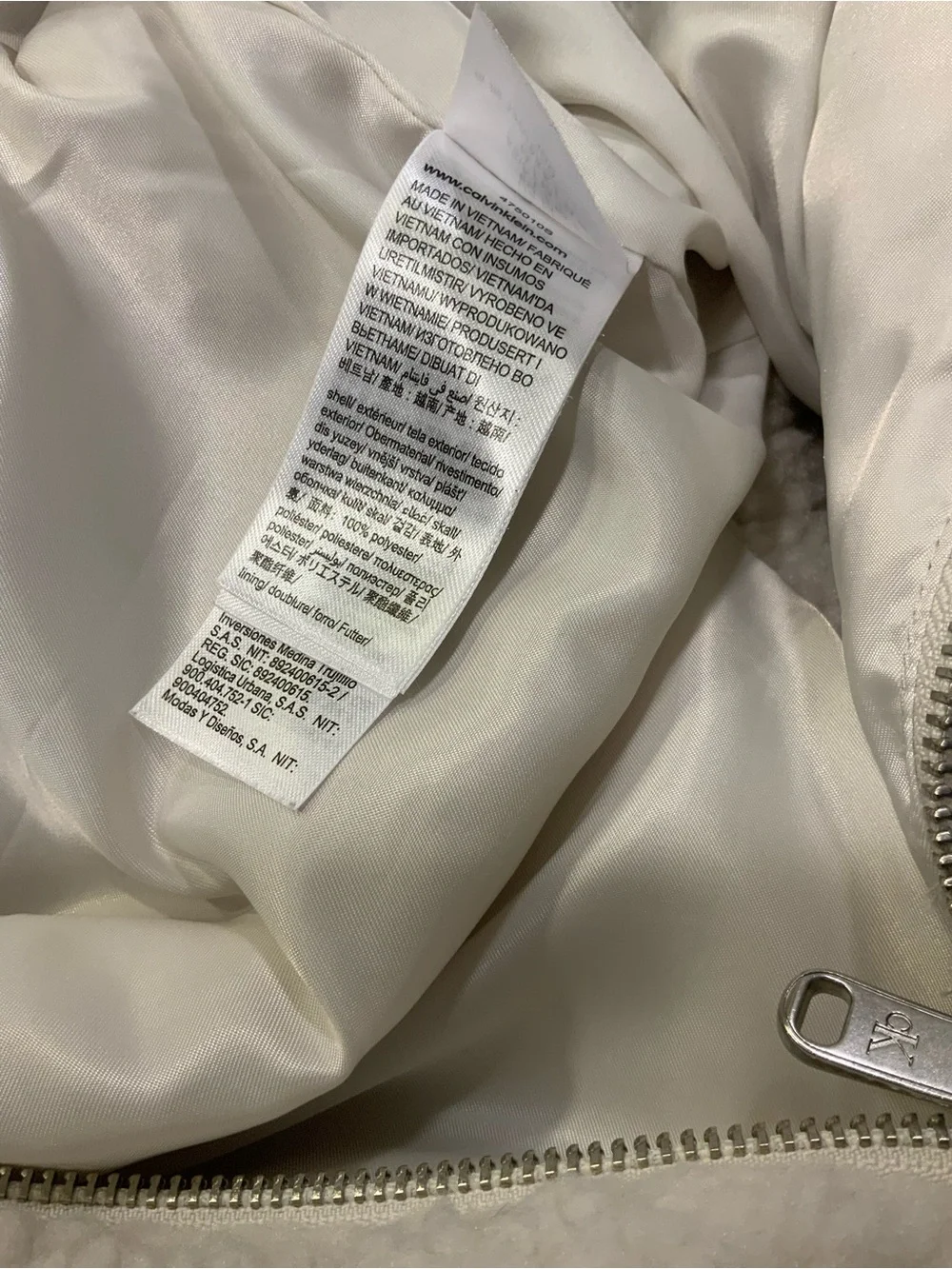 Calvin Klein Jeans Cream Sherpa Zip-Up Jacket